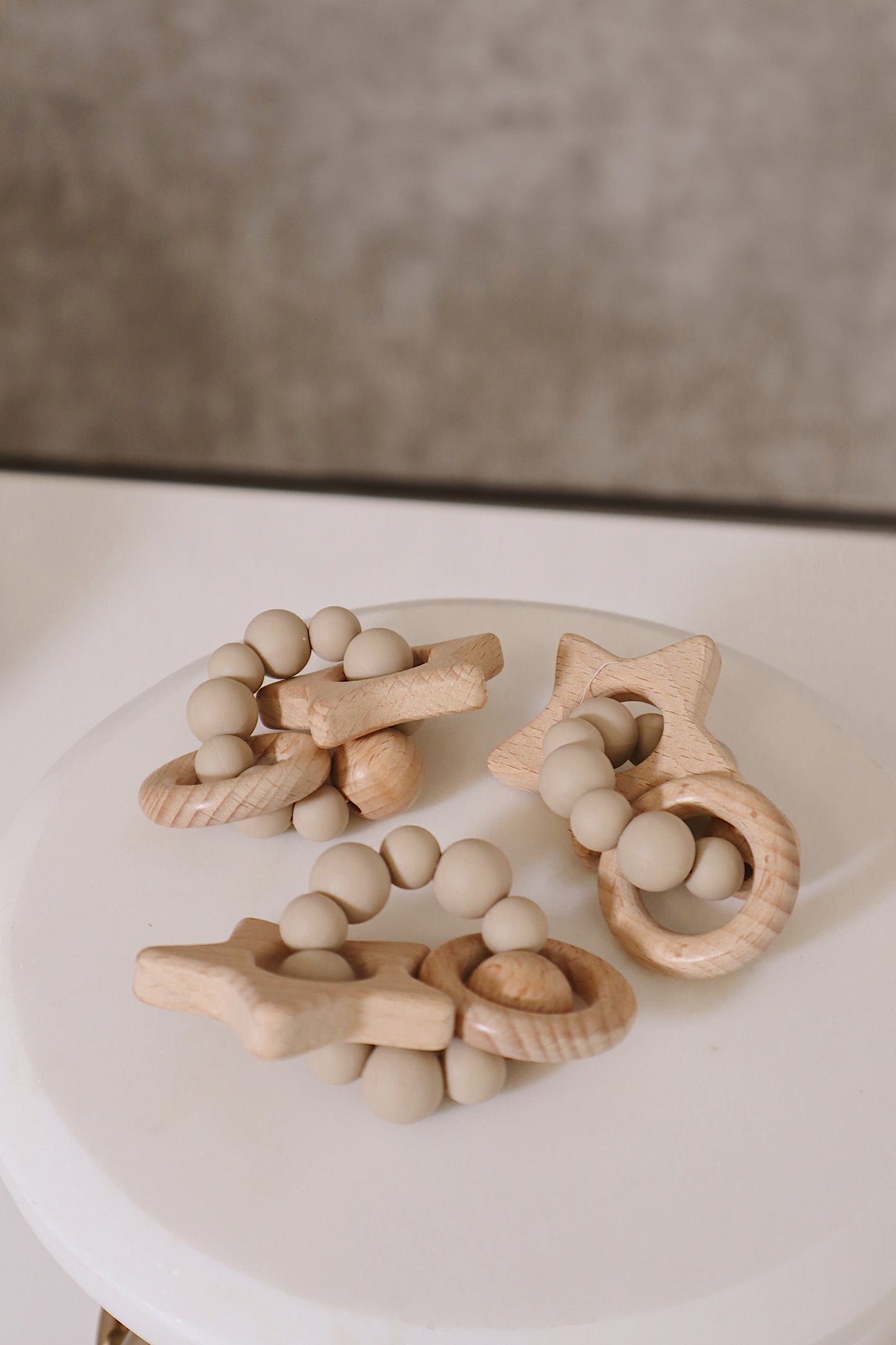 🌿 TwinkleTeethers™ – Natural Wooden Rattle & Teether Toys