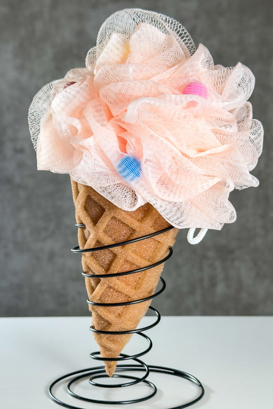 🍓 Sugar Swirl – Strawberry Cream Bath Pouf 💗🍓